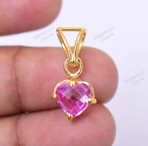 Colgante Corazón Rubí Rosa 7.50 mm Plata de Ley 925 Certificado Regalo Aniversario - Imagen 1 de 11