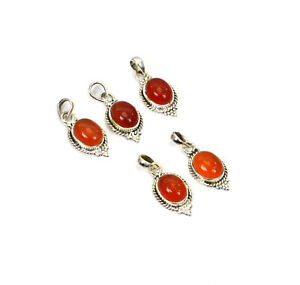 WHOLESALE 5PC 925 SOLID STERLING SILVER RED CARNELIAN PENDANT LOT W600