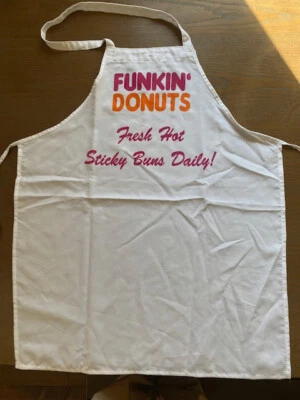 FUNKIN' DONUTS Spoof Funny Chef Men Sexy Adult Halloween Costume Apron dunking - Image 1 of 2