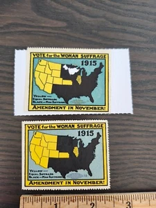 2 1915 Vote For Woman Suffrage Poster Stamps - Picture 1 of 2