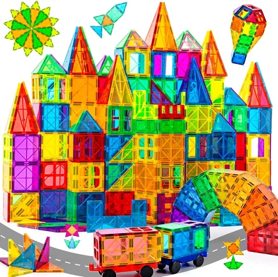 120Pcs Magnet Tiles Magnetic 3D Building Blocks Set Educational Construction Toy - Image 1 of 4