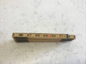 Vintage Lufkin Red End X46 Folding Wooden Rule Brass Extension 72" Made In USA - Picture 1 of 4