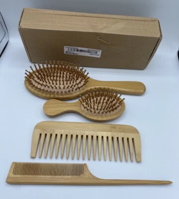 Juego de 4 cepillos de pelo de madera natural peines juego de 4 nuevos Foto 1 de 4