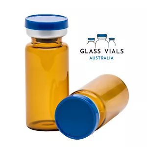 50 x 10ML AMBER GLASS VIALS UNSTERILE AND UNSEALED FLIP TOP LID | STANDARD - Picture 1 of 5