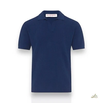 Camisa Polo Orlebar Marrón Azul Laguna Calce Clásico Punto Malla Gofre Talla XL Foto 1 de 4