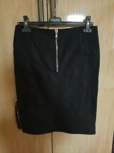 Italy KRIZIA  Women's Pencil Skirt Size 42, US 6 Front/Side Zippers Navy Blue - Picture 1 of 8