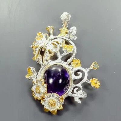 Fine art Natural Amethyst Pendant 925 Sterling Silver /B-P0215 - Image 1 of 4