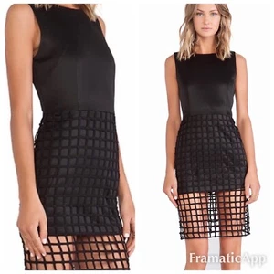 * NUEVO CON ETIQUETAS JOA Los Angeles Mujer’s Vestido de Cóctel Superpuesto Jaula Negro Pequeño Bxr - Imagen 1 de 12