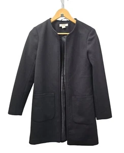 H&M Textured Waffle Longline Pockets Lightweight Open Coat Size 8 10 Black - Picture 1 of 15