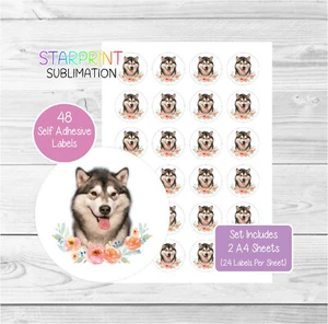 Alaskan Malamute Hund Aufkleber/Etiketten für Umschlagsiegel/Partytüten/Etikett Nr2 - Bild 1 von 1