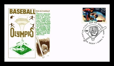DR JIM STAMPS US COVER OLYMPIC BASEBALL FDC SCOTT 2619 THERMOGRAPHED LRC CACHET - Image 1 of 2