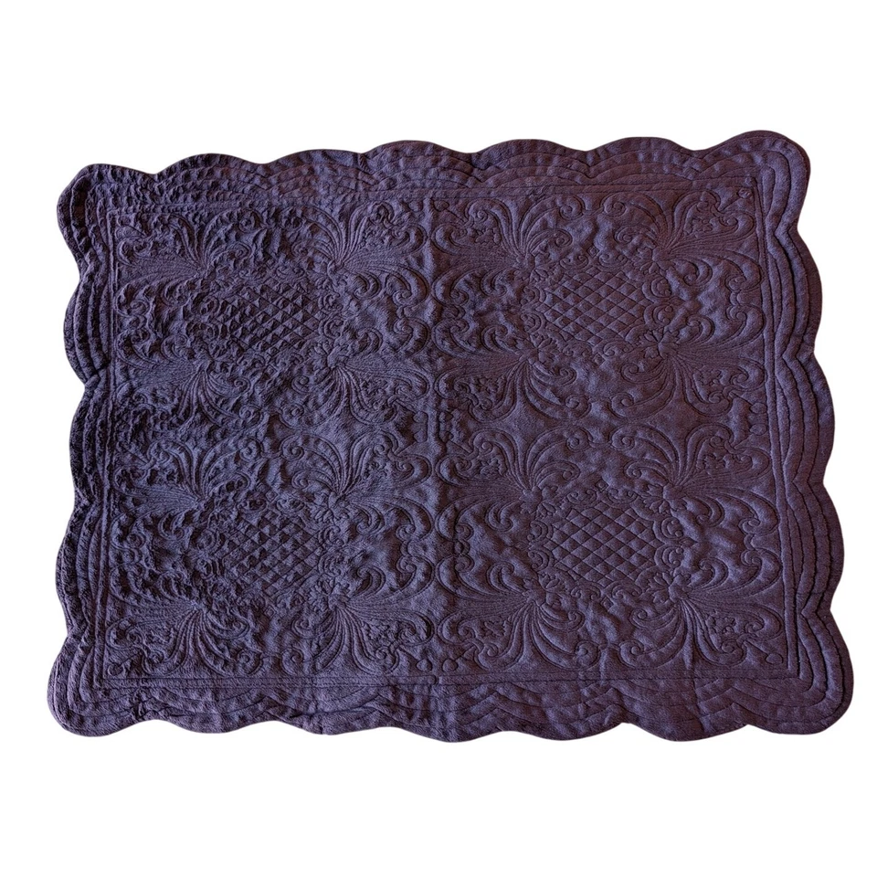 Almohada acolchada púrpura material de terciopelo falso borde festoneado 28 1/2" x 22 1/4" Foto 1 de 4