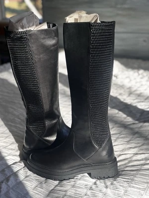 Botas hasta la rodilla Geox Respira de cuero negro para mujer 8 (38 EU) *NUEVAS CON ETIQUETAS* D Iridea Foto 1 de 4