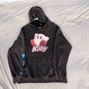 Nintendo Kirby Graphic Pullover Hoodie Men Large Black Embroidery - Picture 1 of 7