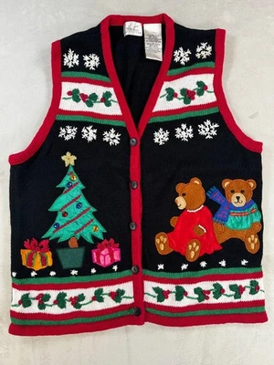 Chaleco Suéter Vintage Y2K 2000 Vacaciones Mediano Mujer Feo Navidad Foto 1 de 4