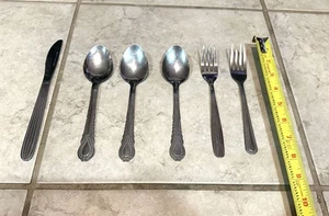 Edelstahl Besteck Set 1 Messer 3 Löffel 2 Gabeln - Bild 1 von 9