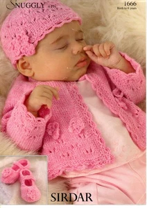SIRDAR baby 4ply lacyknit jacket/hat/slippers KNITTING PATTERN - Picture 1 of 1