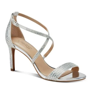 Thalia Sodi Stiletto Heel Darria Rhinestone Sandals WMNS 6M Silver Ankle Straps - Picture 1 of 13