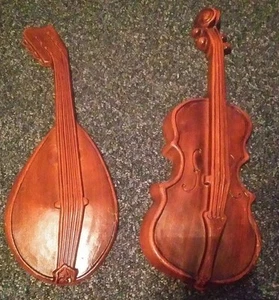 Vintage Royal Cast Aluminum Violin And Mandolin Wall Decor 18 inches Tall - Picture 1 of 17