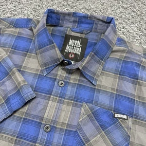 Metal Mulisha Shirt Mens XL Blue Gray Button Dirt Bike Motocross Utility Button - Picture 1 of 10