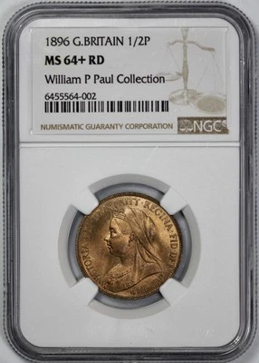 1896 Great Britain 1/2P Half Penny NGC MS 64+ RD - Image 1 of 4