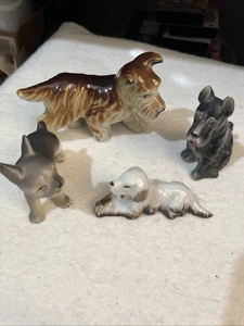 Lote De Colección De 4 Estatuillas De Cerámica Perro/Japón/Buen Estado  - Imagen 1 de 12