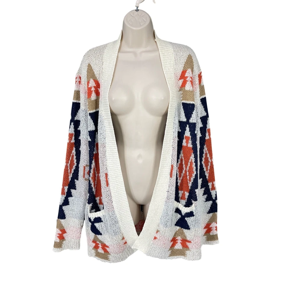 UMGEE Cardigan 女式 Aztec Coquette Boho Western Indie 舒适开放式毛衣 L 码 — 第 1/4 张图片
