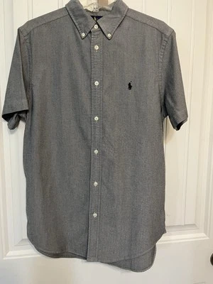 Camisa Ralph Lauren Abotonada Manga Corta Niños XL (18-20) Gris. Foto 1 de 4