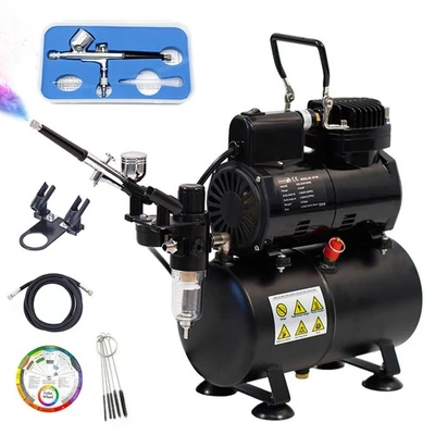 PORIYA Airbrush Compressor Kit With Dual Fan 3.5L Tank Fit Hobby Painting Au - image 1 of 4