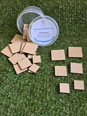 3mm MDF Laser Cut Square Embellishments - Image 1 of 4