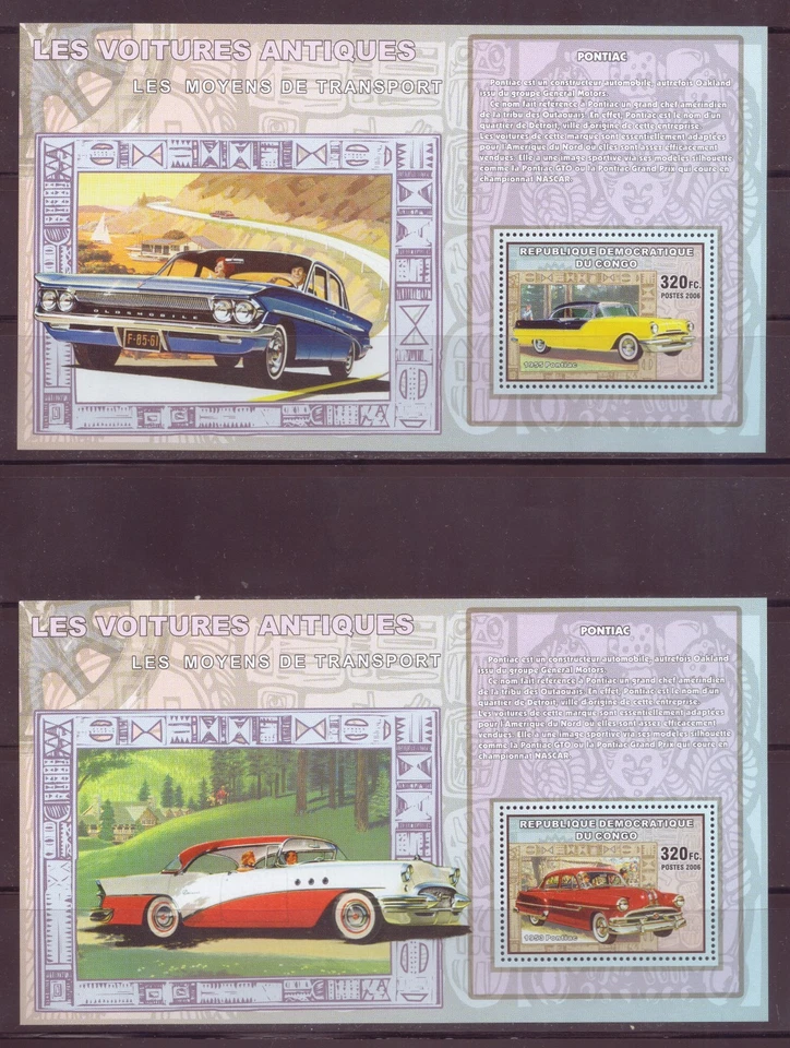 Congo, Souvenir Sheets, Antique Cars, Pontiac, Methods of Transport, MNH, 2006 - Image 1 of 1