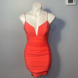 Saints + Secrets Damen Minikleid Koralle Rüschen. Größe L. - Bild 1 von 12