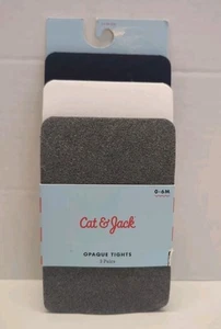 3 Pairs Cat and Jack Girls 0-6 Months Opaque Tights Pink White And Black. NEW - Picture 1 of 4