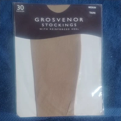 Vintage Aristoc Grosvenor 30 Den Stockings, Size Medium in Taupe - Image 1 of 4