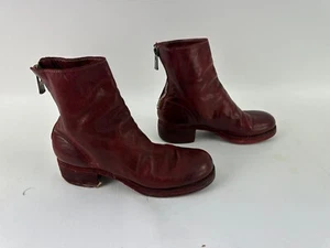Guidi Womens Burgundy Combat Horse Leather Boots Back Zipper Size US 6.5 EU 37 - Picture 1 of 7