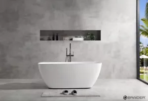 BRAIDER SAVAYA Freestanding Double Ended Bathtub, Acrylic, White, 1600 x 750 mm - Picture 1 of 7