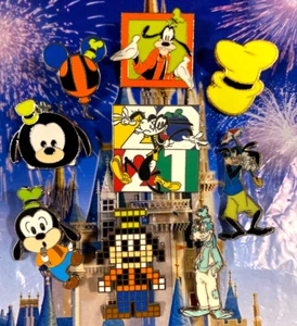 🎈 Goofy 9 Pin Lot - 2021 Goofy Disney Booster Pin Goofy Mickey Ear Balloon Pins - Picture 1 of 2