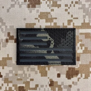 US American Reverse Flag Patch USA Black Multicam Morale IR - Hook & Loop - Picture 1 of 2