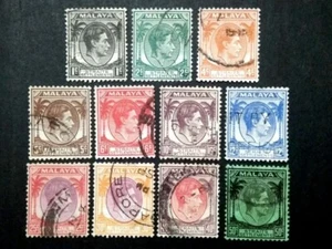 1937 Malaya Straits Settlements King George VI Loose Set Up To 50c - 11v Used  - Picture 1 of 2