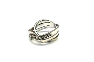 BAGUE ARGENT 925 - "Bague Anneaux entrelacés et Strass" - 5,02g - Foto 1 di 3
