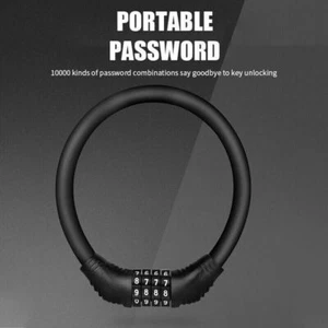 Portable Electric Bicycle Lock 4 Digit Password Anti-theft Security Lock Black - Picture 1 of 10