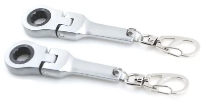 2 PACK 10mm Ratchet Wrench Keychain Flex Head Key Ring Stubby Micro Wrench - Image 1 of 4