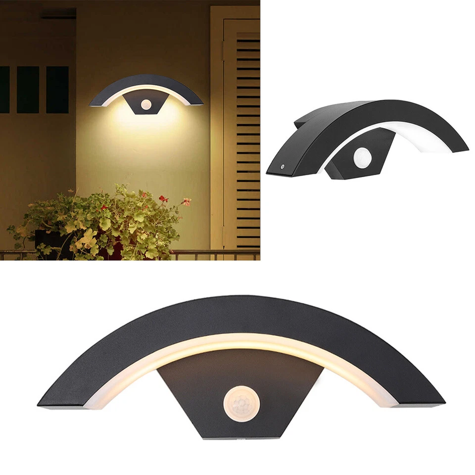 Outdoor Curve Wall Light 18W Modern IP54 LED Security Mounted with PIR Sensor - Image 1 of 4
