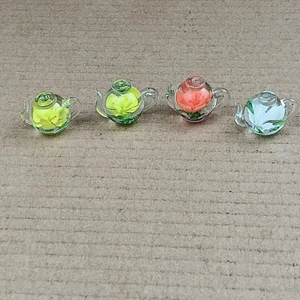4 Dynasty Gallery Heirloom Teapots With Flowers Mini Tiny Paperweights - Picture 1 of 18