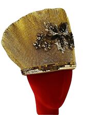 Vtg Mr. Hi's Classic Gold Lame Sequined Fan Elegant Church Wedding Holiday Hat