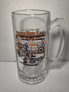 Harley Davidson Ride for Life XVI MDA 2003 Large Glass Tankard Stein Mug - Picture 1 of 6