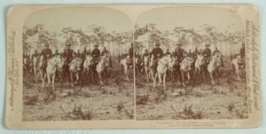 FAMOUS ROUGH RIDERS COMING TO CAMP ON HORSEBACK STEREOVIEW 1898 - Picture 1 of 2
