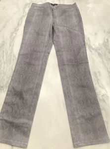 Lafayette 148 Classic Gray Snakeskin Print Stretch Straight Denim Jeans Gr. 6 NEU - Bild 1 von 10
