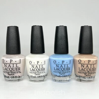 4 nuevos esmaltes de uñas OPI MINI - rosa claro, blanco, azul claro y beige nude Foto 1 de 3