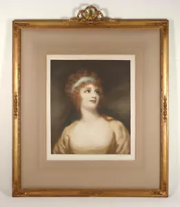 Impresión firmada por Louis Busiere Mrs. Anne Pitt después de George Romney enmarcada con tapete 1913 - Imagen 1 de 11